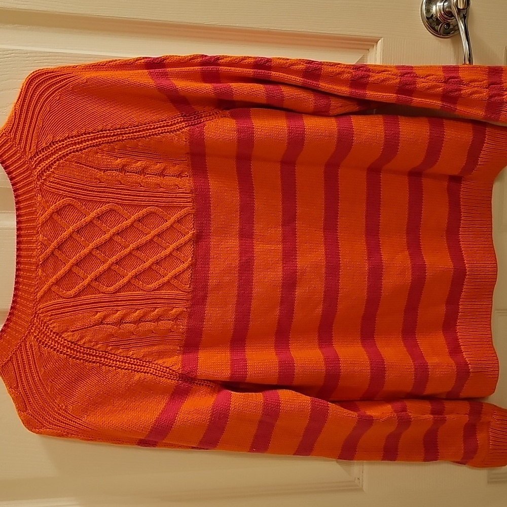 Talbots Women's Orange Striped Sweater - Picture 8 of 8